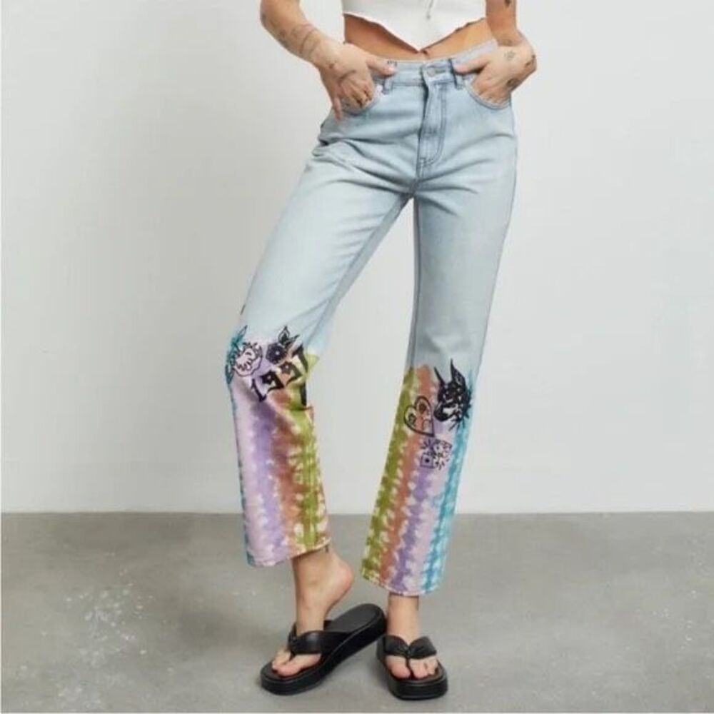 UO BDG Highrise Cowboy Jean Graffiti Graphics Y2K